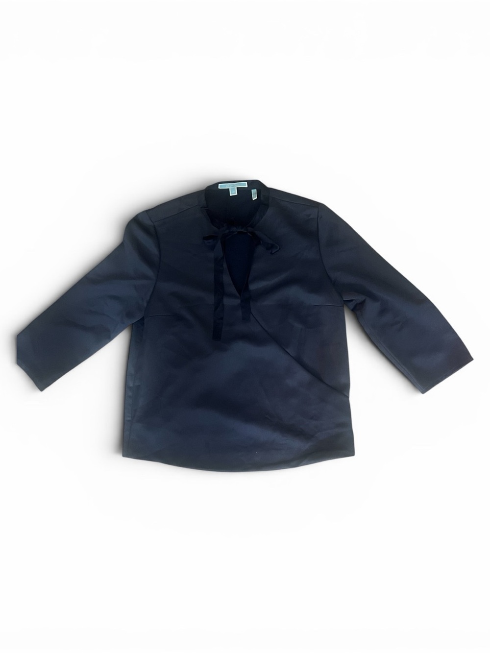 Draper James‎ Navy Satin Blouse with Neck Tie